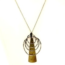 Vtg Sterling Signed 925 RLM Studio Brass Multi Hoop Designer Pendant Necklace 24 - £51.43 GBP