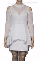 White  Mesh Trim Hi-Lo Wedding Gown Plus Size XL XXL XXXL - $63.74