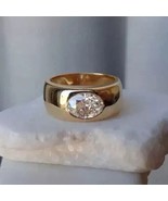 2Ct Oval Schliff Moissanit Herren Ehering 14k Gelb Vergoldet - $134.32