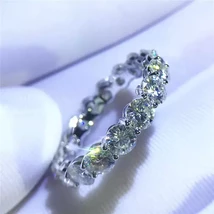 Vecalon Fashion Women Jewelry 925  Silver Ring Full Round 4mm AAAAA Zircon cz En - $32.79