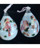 2 Hand Painted Tear Drop Glass Ornaments Cardinal Christmas Tree Decorat... - $29.69