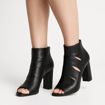 Adrienne Vittadini Black Cutout Peep-Toe Heels 9.5M Leather High Heel Dr... - €38,24 EUR