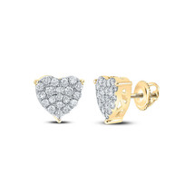 10kt Yellow Gold Womens Round Diamond Heart Earrings 1 Cttw - £784.62 GBP