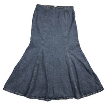 Vintage Long Maxi Length Trumpet Fluted Skirt Dark Black Denim W Slip Wa... - £22.44 GBP