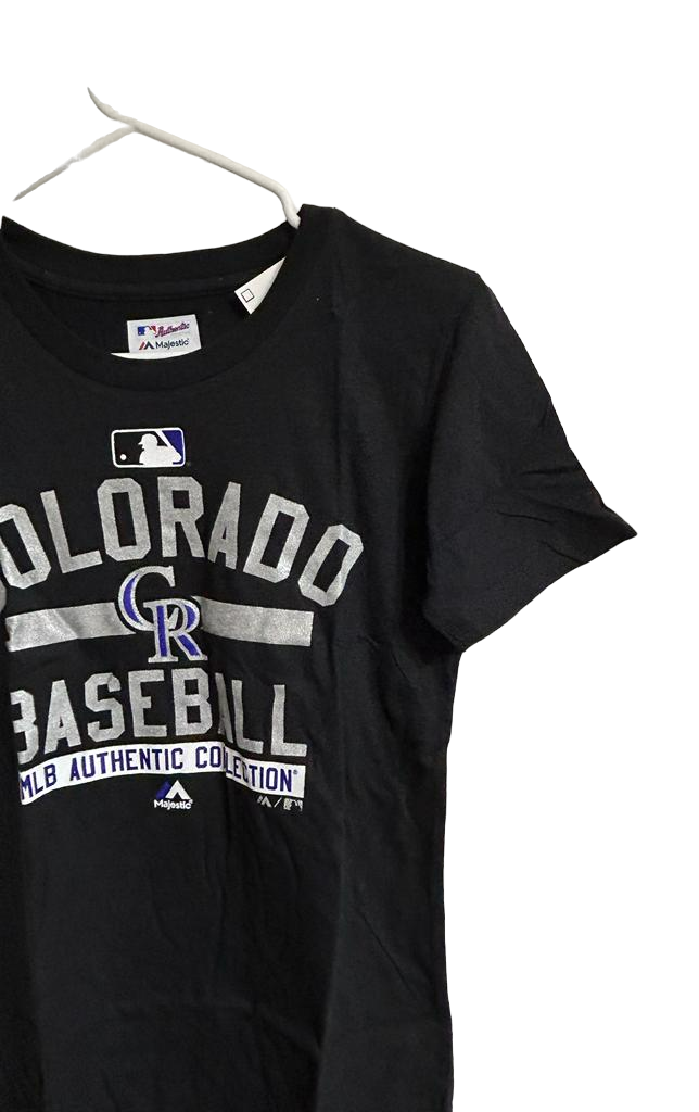 Majestic Youth Colorado Rockies On Field Property Crew Neck TShirt, Black, XL 18 Item image 4