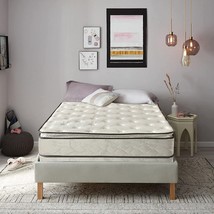 Continental Sleep Medium Plush Pillowtop Innerspring 8&quot; Split Wood Box, Beige - £474.51 GBP