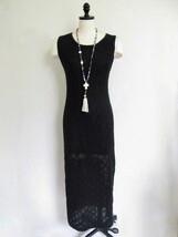 NWT The Drop Crochet Maxi Ritu Tank Dress L Black Stretchy Lined to Knee - £31.41 GBP