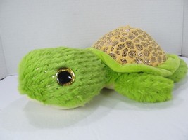 Kellytoy Sparkle Sea Turtle Plush Toy Loaf  Green Brown Gold 10&quot; Stuffed Animal - £8.86 GBP