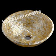 Golden Mother of Pearl Round Wash Basin – Luxury Bathroom Sink for Elegant Inter - $1,318.01