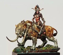 1/24 Resin Model Kit Warrior Beautiful Girl Barbarian on the Beast Unpainted - £44.66 GBP