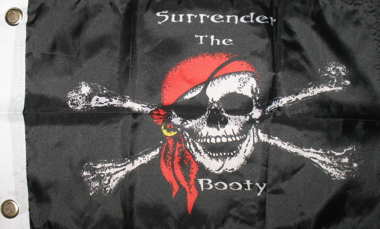 Surrender The Booty 12X18 Inch Flag Pirate Ship Banner Jolly Roger Boat Car Flag