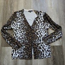 Pierri New York Cardigan Sweater Womens Small Leopard Cheetah Animal Print - £14.42 GBP