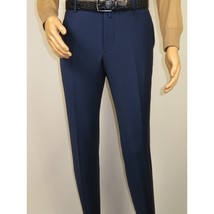 Men's MONO Turkey Slacks 100% Wool Plain Front Slim Fit 2502-04 Royal Blue image 2