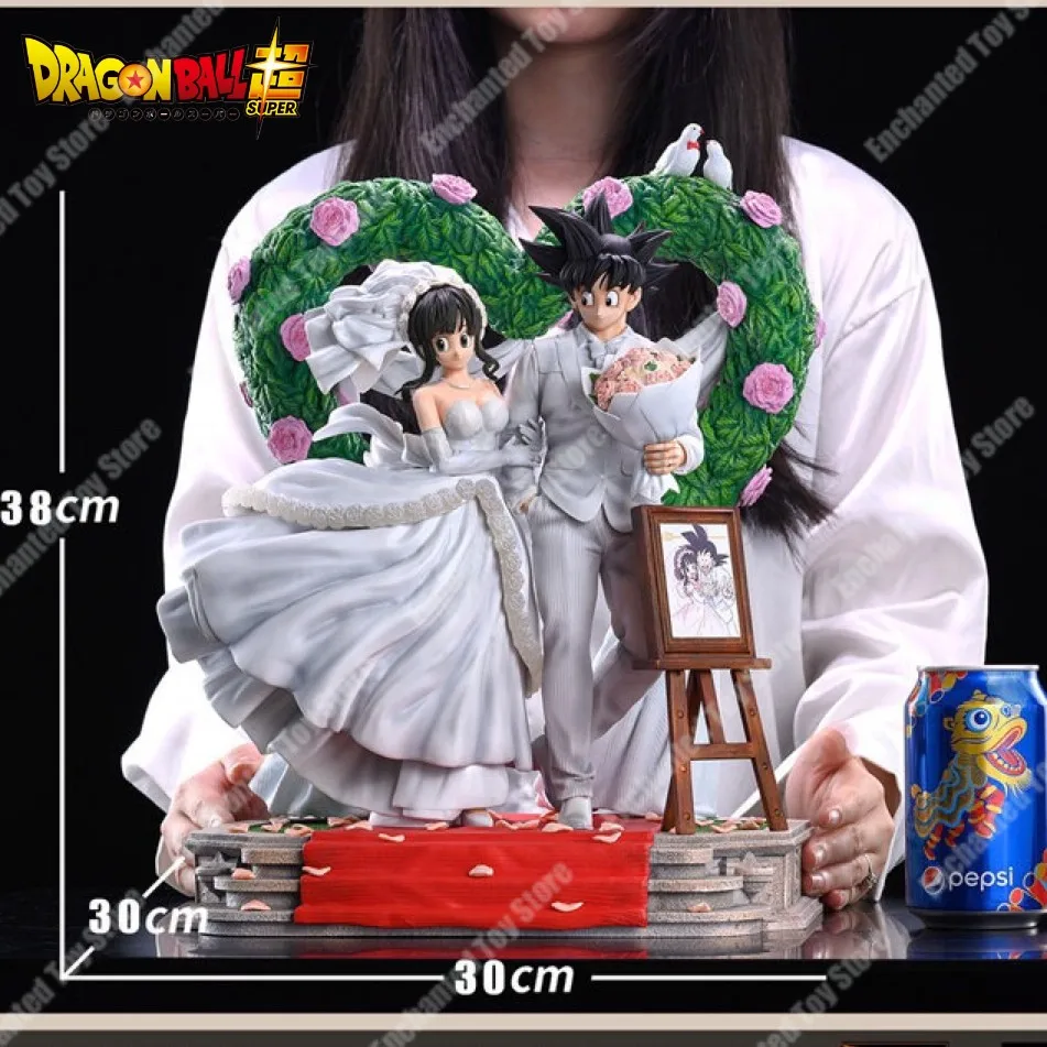 32cm Dragon Ball Z Son Goku &amp; Chichi Wedding Ver. Gk Statue Pvc Action Figures - £164.87 GBP+