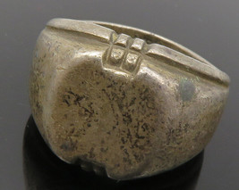 HAND &amp; HAMMER 925 Silver - Vintage Dark Tone Smooth Dome Band Ring Sz 8- RG12196 - £46.50 GBP