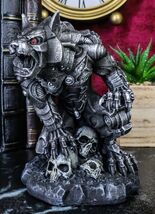 Steampunk Robotic Werewolf Crushing Skull Statue Lycan Cyborg Wolf Figurine - €29,18 EUR