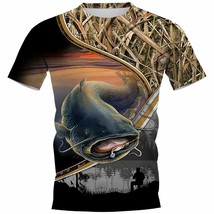Camisetas Estampado Pesca Hombre Holgada Manga Corta Exteriores Secado R... - $18.98+