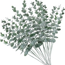 Short Artificial Eucalyptus Greenery Stem Fake Eucuplutis Leaves, 20 Pcs.. - £23.97 GBP