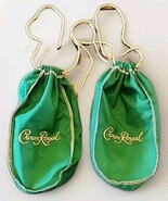 Set Of 2 Green Crown Royal Empty Bag Medium 9 Inch with Gold Stitching - $13.41 CAD