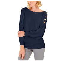JM Collection Womens XXL Navy Blue Dolman Sleeve Button Trim Sweater NWT AD35 - £19.57 GBP