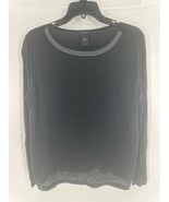 Ann Taylor Womens Tunic Top Size M Black Stretch Scoop Neck Long Sleeve - $19.23 CAD