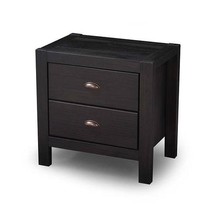 Farmhouse Style Solid Pine Wood 2-Drawer Nightstand Bedside Table in Black - $417.99