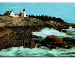 Pemaquid Point Lighthouse Pemaquid Maine ME UNP Chrome Postcard V22 - $2.92