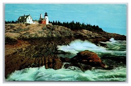 Pemaquid Point Lighthouse Pemaquid Maine ME UNP Chrome Postcard V22 - $2.92