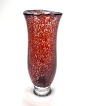 Red italian glass vase in splash glass optic, late 20th century - $190.79