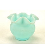 Fenton Satin Glass Rose Bowl Vase, Ruffled Rim, Pastel Blue, 1980s, Rare... - $719.39 MXN