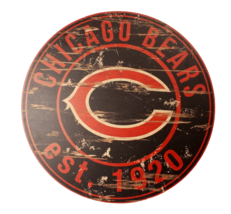 Chicago Bears Wall Plaque Distressed Wood 24 Inch Diameter Fan Creations New USA - £26.58 GBP