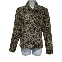 pamela mccoy cheetah Leopard print full zip leather jacket Size M - $59.39