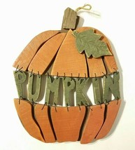 Fall Harvest Pumpkin 3D Dimensional Wood Wall Hanging Home Decoration Rustic NEW - £18.66 GBP