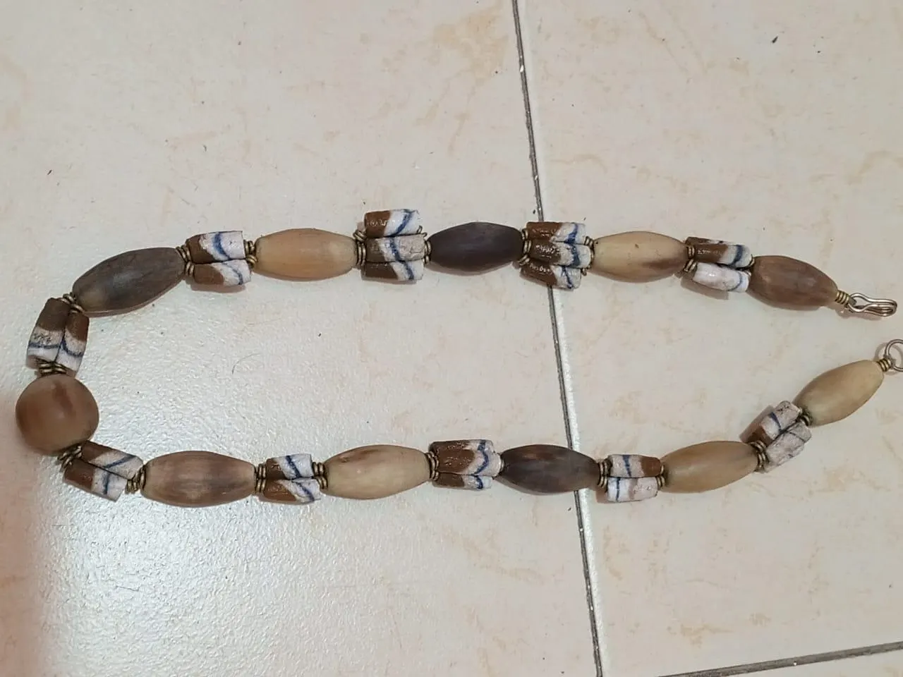 Handmade African Tribal Bone Necklace – 26-Inch Zebu Cow Bone Beaded Jew... - $837.42 MXN