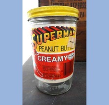 1981 Vintage Superman P EAN Ut Butter Jar Sunnyland Comic Label - £33.17 GBP