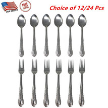 12/24 Pieces Stainless Steel Forks And Spoons Flatware Tableware Set Kit... - $9.89+