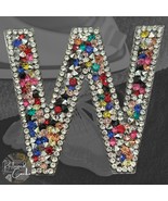 Letter W Multicolor Rhinestone Iron On Patch Applique Embellishment - $4.00