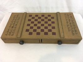 Hand Made Wood 2 Drawer Storage Schoolhouse Vintage Checker Chess Board ... - £61.24 GBP