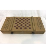 Hand Made Wood 2 Drawer Storage Schoolhouse Vintage Checker Chess Board ... - £61.50 GBP