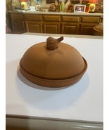 Antique Red pottery stoneware Plate And Lid. Cheese Bowl - $44.57 CAD