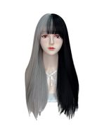 FAykes Cosplay Wigs for Women, Half Black and Half White Long Synthetic ... - £21.17 GBP