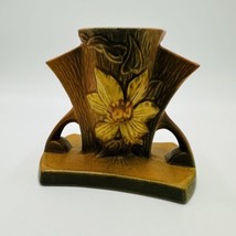 Roseville Clematis Art Pottery Brown Vase 192-5 Circa 1944 USA Floral 5.5in - £87.52 GBP