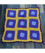 Granny Square Afghan Blanket Lap Throw Retro Handmade Crochet Purple Vin... - $59.35