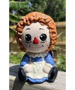 1970s? Raggedy Ann Collector Figurine ceramic Doll Blue Floral Dress Aub... - $29.40