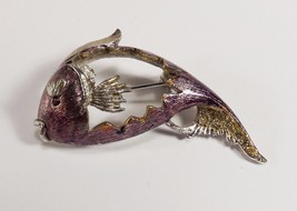 Vintage Fish Pin Purple With Open Center Body Rhinestone Tail &amp; Eye - $6.62