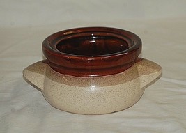 Old Vintage Stoneware Pottery Bean Pot Crock w Lug Handles Three Tone - £15.81 GBP