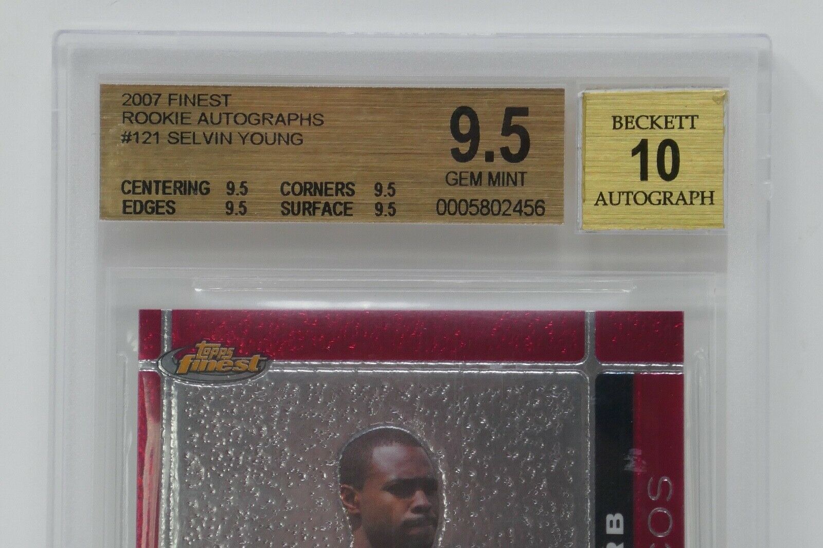 2007 Finest Rookie AU #121 Selvin Young Rookie Beckett 9.5 GEM MINT Item image 5