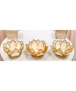 Pack Of 3 Seashells Lotus Flower Yellow Gold Votive Tea Light Candle Hol... - $67.39 CAD