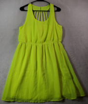 No Boundaries Dress Womens Large Green Polyester Sleeveless Round Neck Pleated - £11.06 GBP