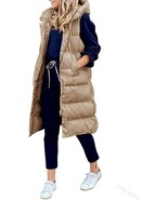 new Women&#39;s Hooded Quilted Padded Sleeveless Jacket Vest sz S gilet khak... - €37,97 EUR